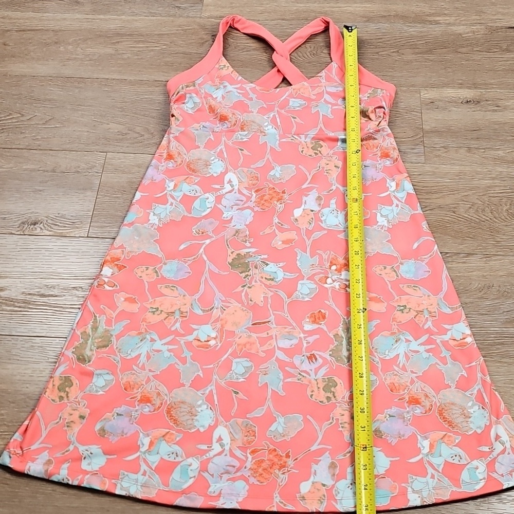 Patagonia Morning Glory Jersey Knit Coral Floral Print Crossback A Line Dress - Picture 16 of 16